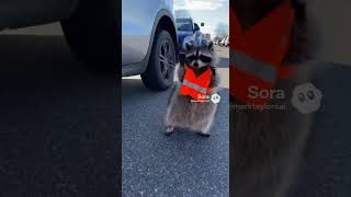 Watch This Raccoon Directing Traffic Like a Pro! 🦝🚦