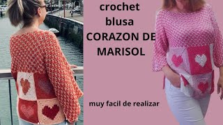 como tejer a crochet blusa  CORAZON DE MARISOL