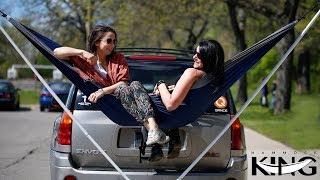 Michigan made product patent pending. The fully collapsible hammock stand that slides into the trailer hitch of any vehicle! It sets up 