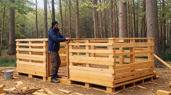 Man Builds a House from Abandoned Pallets Deep in the Forest