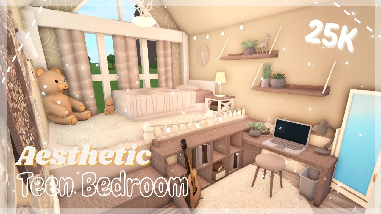 Aesthetic teen bedroom speedbuild | Roblox Bloxburg - YouTube