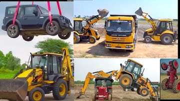 JCB 3DX machine loading Mahindra tractor Arjun Swaraj powertrac dumper Sonalika tractor Mahindra 