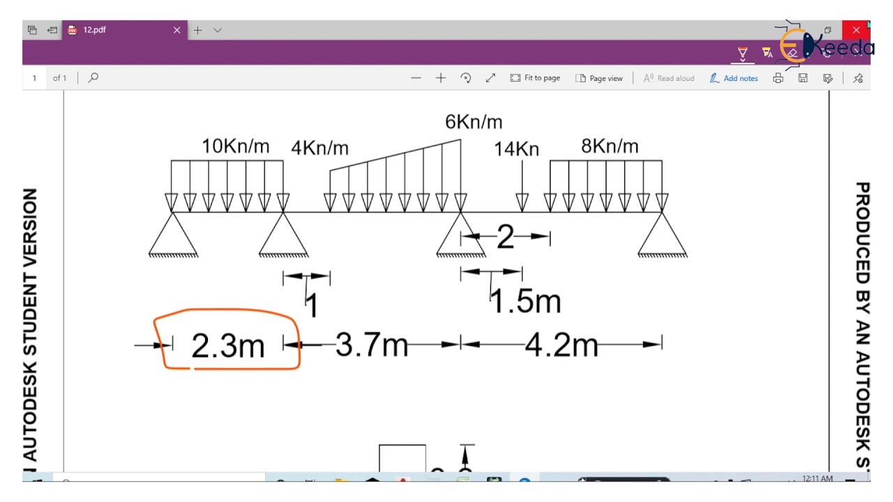 Analysis of Continuous Beam with Mix Loading 1 - YouTube
