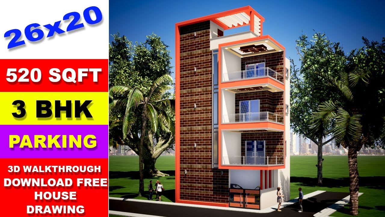 Small space modern house design 2020, size 26x20 feet Plan