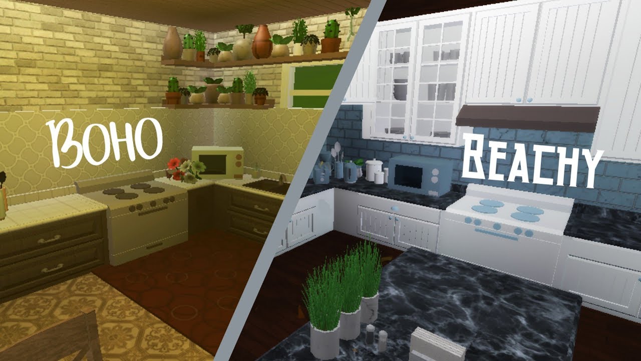Boho vs Beachy (Kitchens) || BLOXBURG || Speedbuild - YouTube
