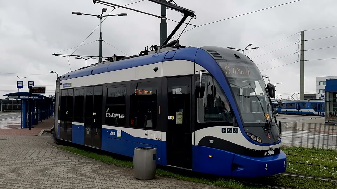 Trams at Czerwone Maki Park & Ride, Krakow, Poland