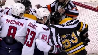 Braden Holtby save on Brad Marchand. Washington Capitals vs Boston Bruins 4/14/12 NHL Hockey