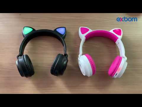 Fone Ouvido Headphone Bluetooth Sem Fio Estéreo Orelha Gato Led Infantil P2  Exbom HF-C240BT - BEST SALE SHOP