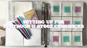 setting up my binder for pentagon and ateez comebacks ✧