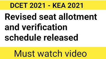 DCET 2021 - Revised seat allotment & document verification schedule |