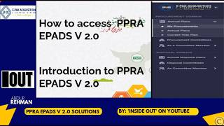 LECTURE 1 : HOW TO ACCESS PPRA EPADS V 2.0 & Overview of Procuring Agency User Profile