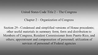 Famous USC 2 Chapter 2 Section 29 Condensed and simplified versions of House precedents; other useful mater Wealth