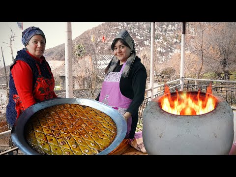 Azerbaijani Sweet from Whole Wheat Flour in the Village - Baklava Recipe