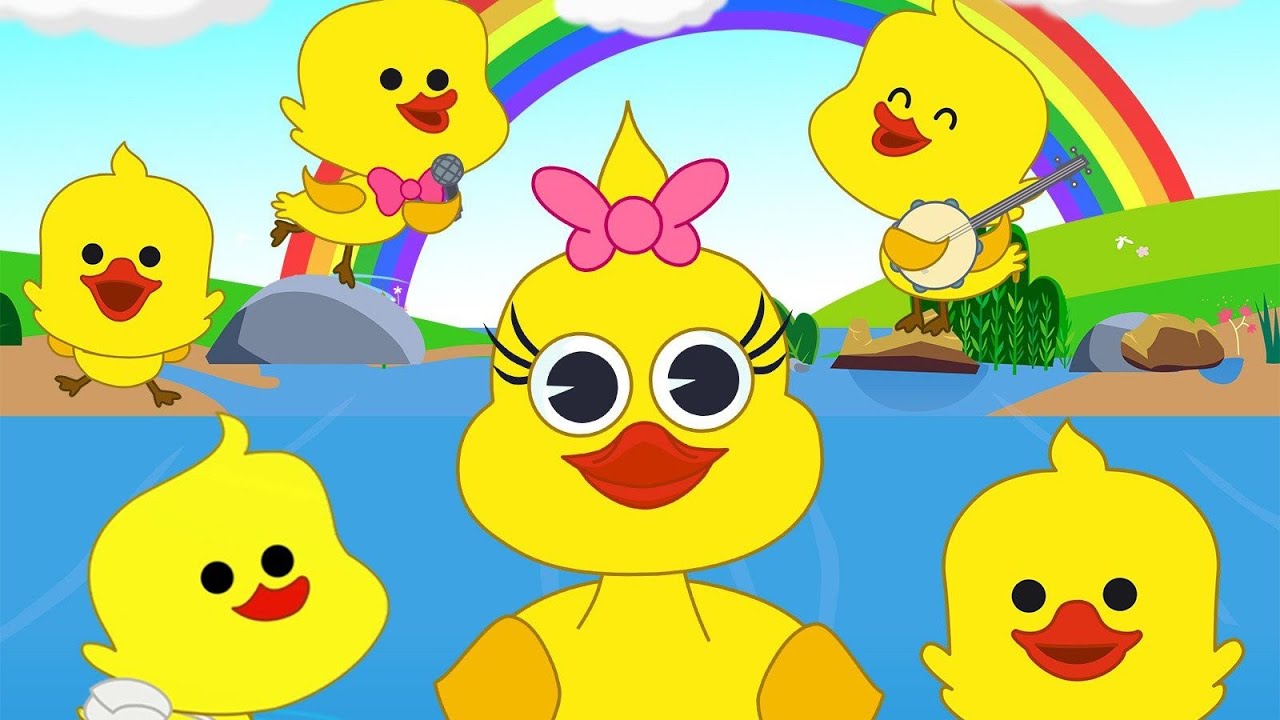 Five little ducks funny, nursery rhymes, kids sings, children's songs