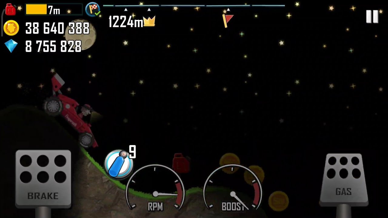 Hill Climb Racing in Night  Season With Race Car  Android Gameplay