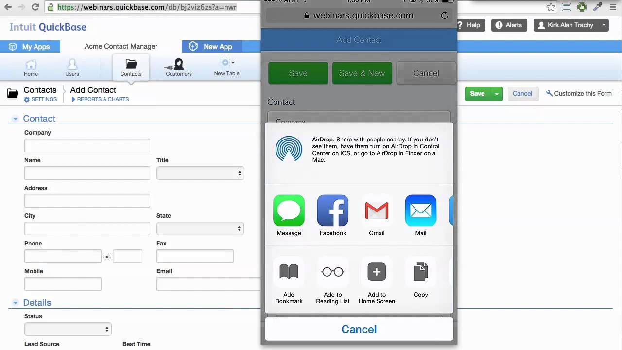 Adding a QuickBase App to your iPhone YouTube