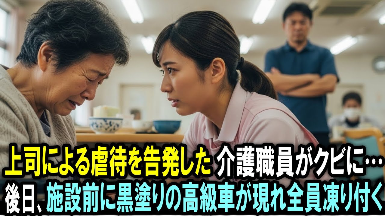 上司による虐待を告発した介護職員がクビに…。後日、施設前に黒塗りの高級車が現れ、全員凍り付く