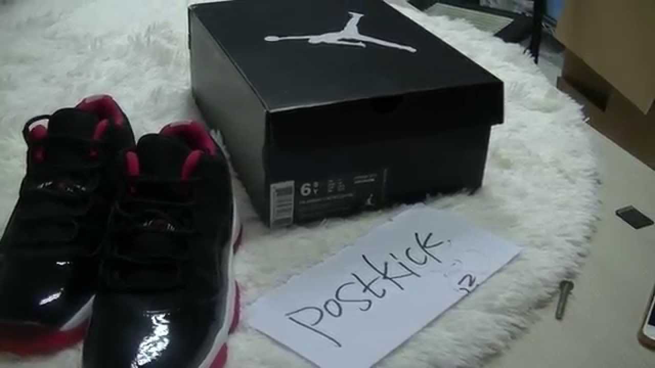 Authentic Air Jordan XI Low Bred GS with Clear Toe