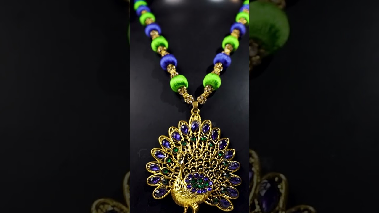 Pretty Peacock Silk Thread Pendant | Fashionous 
