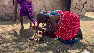 Maasai Tribesmen Making Fire Maasai Tribesmen Making Fire