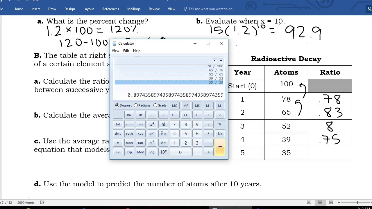 Algebra - 9.4 - Fitting Exponential Models to Data - YouTube