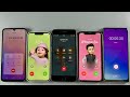 Three iPhones calling Samsung, incoming call and timer, Phone ringtone IPhone XR , 8+ and 13