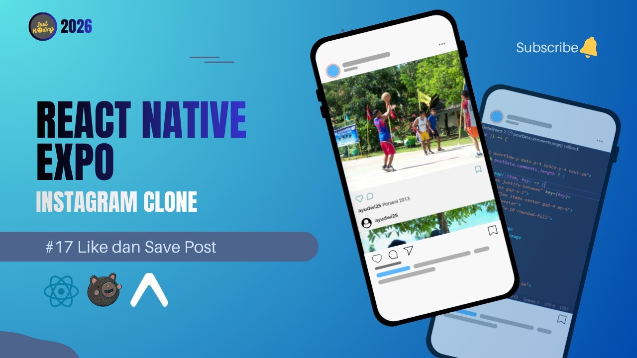 React Native Expo Instagram Clone #17 | Fitur Like dan Save Post React ...