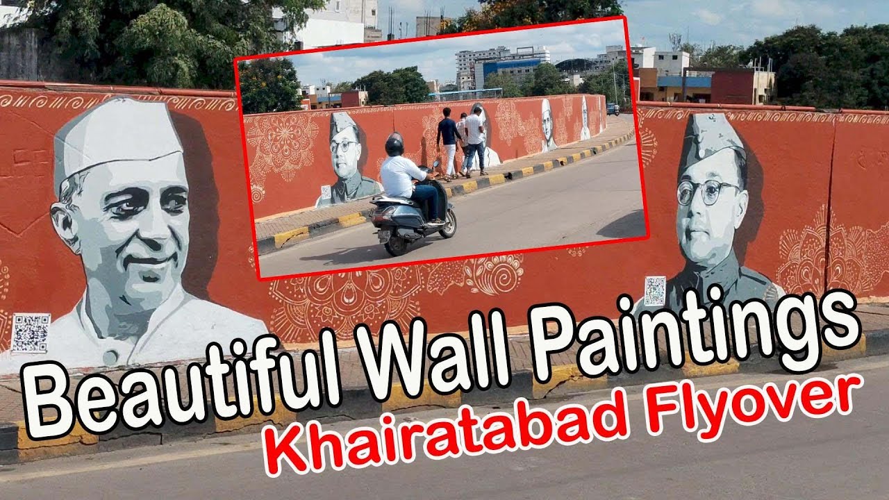 Freedom Fighters Painting on Wall | QR Code Scan | Khairatabad Flyover | Mee Telugu Media