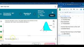 MAT 152 Using Sheets or Excel to Find Missing Normally Dist. Values