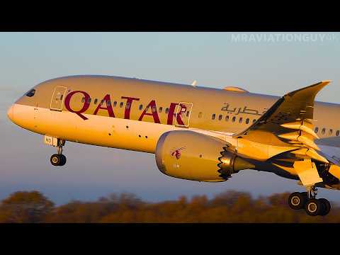 STUNNING Morning Takeoff! Qatar 787-9 Sunrise Departure from Manchester Airport! (4K)