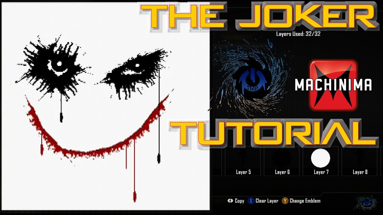Black Ops 2 - The Joker Spray Paint Logo Emblem Tutorial ( Batman ) Playercard Call of Duty II