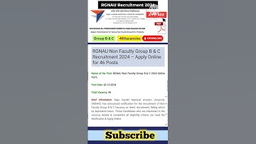 RGNAU Group B & C Recruitment 2024 #shorts #education