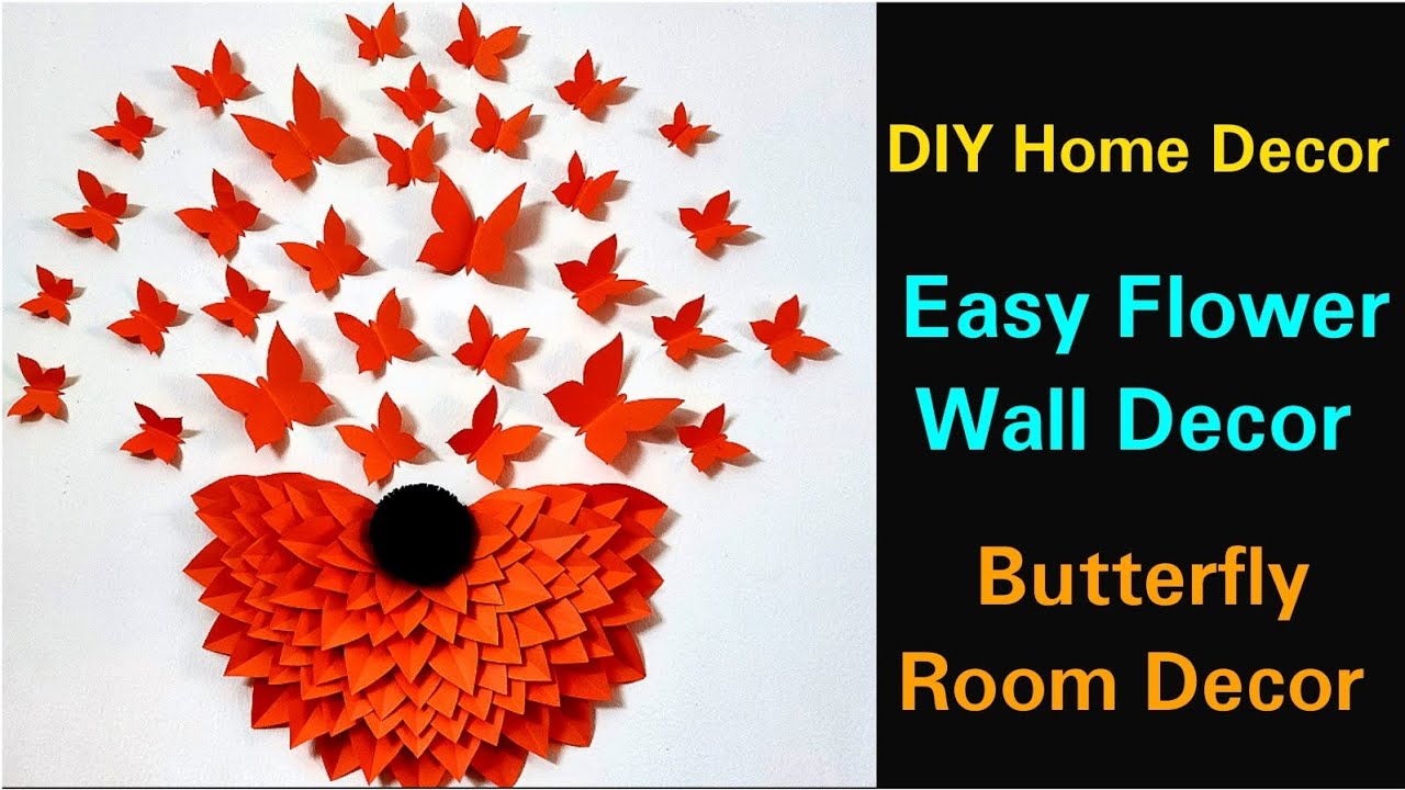 Amazing Wall Decor Idea With Paper Flowers And ButterfliesWall Decor