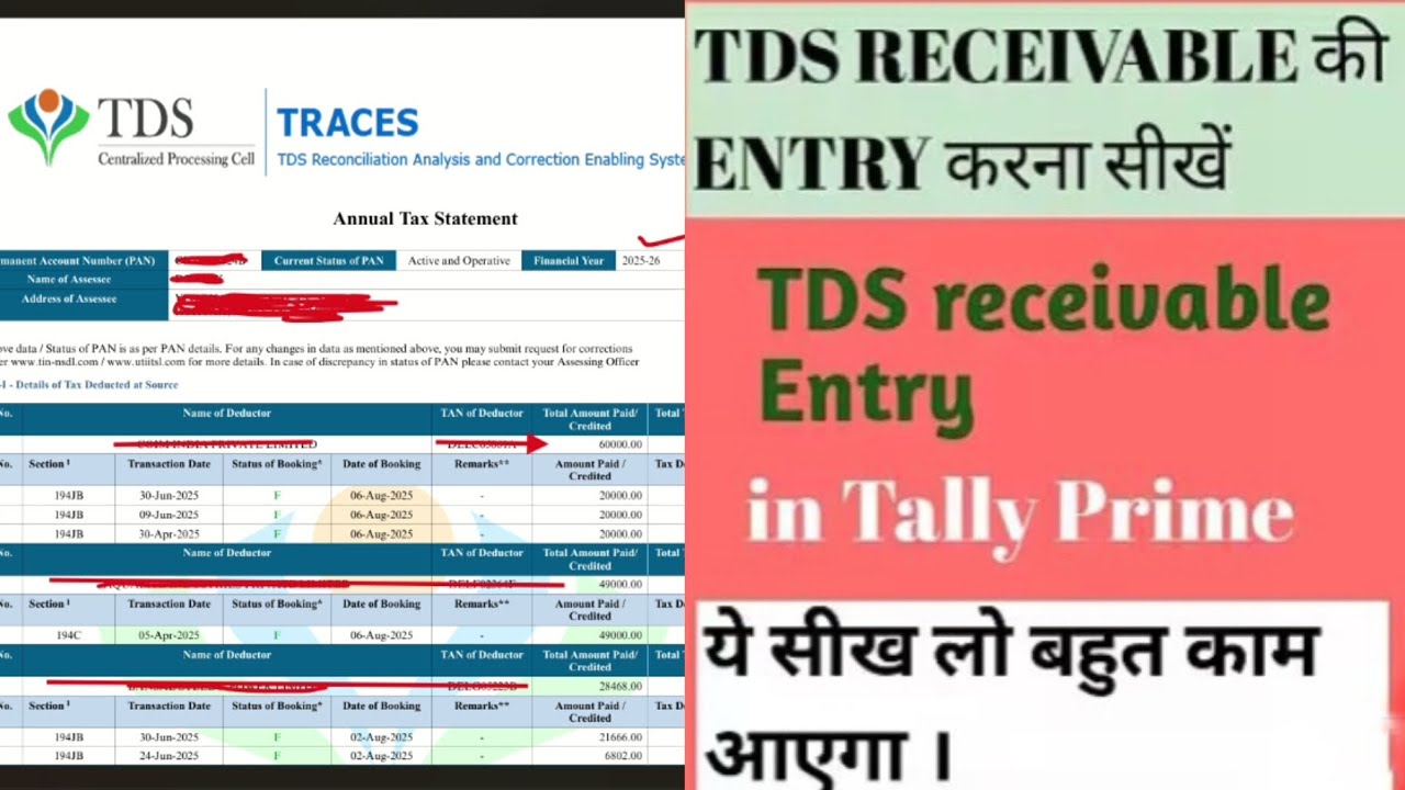 TDS Receivable Entry In Tally Prime || Tds  Kay hai || 