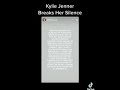 Kylie Jenner Breaks Silence