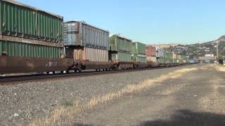 Union Pacific Railroad #5382 Westbound stacktrain highballs @ The Dalles, OR  6/27/13