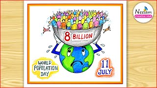 World Population Day Easy Drawing / poster chart making for competition /step by step
