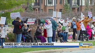 Seniors in Grand Rapids attend 'Hands Off!' demonstration
