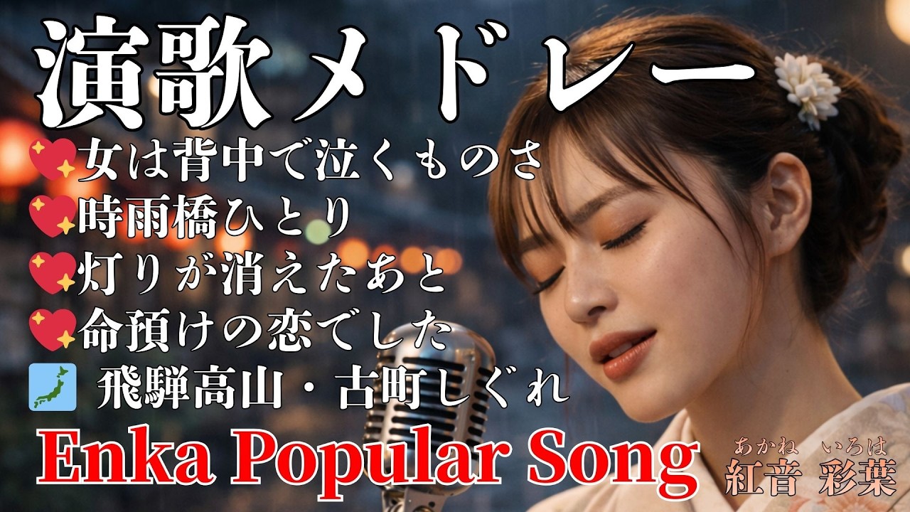 💖【AI演歌 名曲集】💖　🎵女は背中で泣くものさ／🎵時雨橋ひとり／🎵灯りが消えたあと／🎵命預けの恋でした／🎵飛騨高山・古町しぐれ｜心に沁みる5曲コンピレーション💖