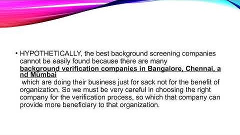 Background verification types