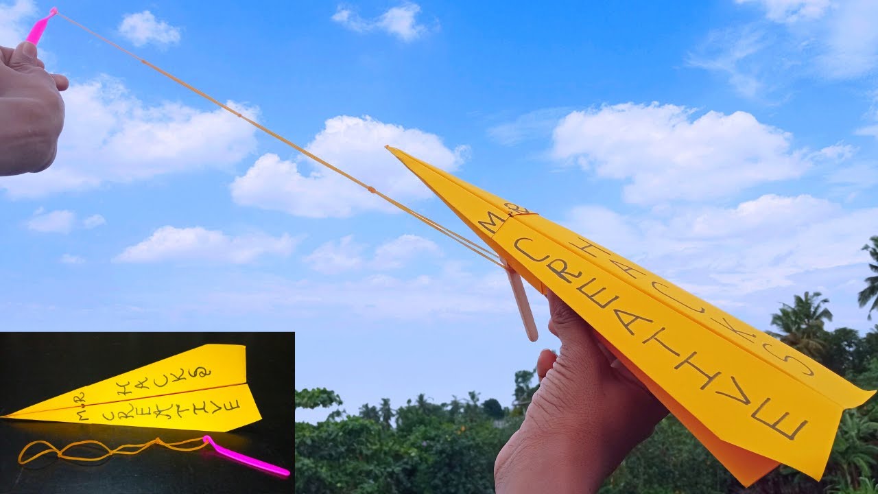 how to make easy paper rocket launcher | 100 feet | origami paper plane | BY:- M.R CREATIVE HACKS
