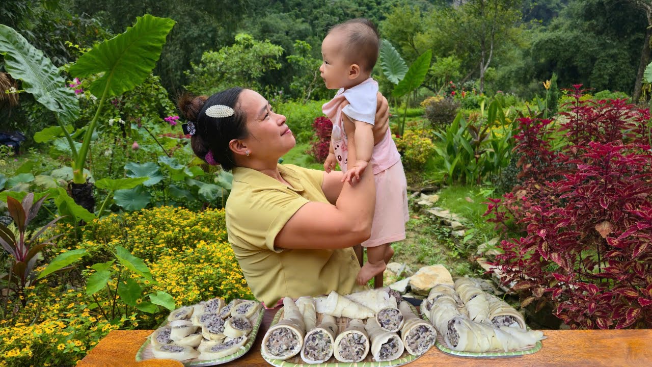 Cook Stuffed Bamboo Shoots - Baby Laundry - Animal care on the farm. 