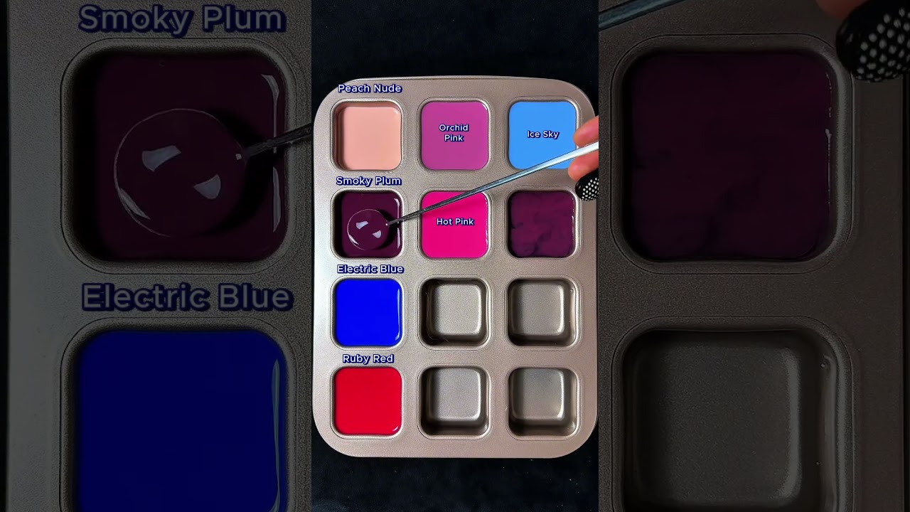 12 Beautiful Colors Mixed From 4 Base Colors #colormixing #mixcolor #satisfying