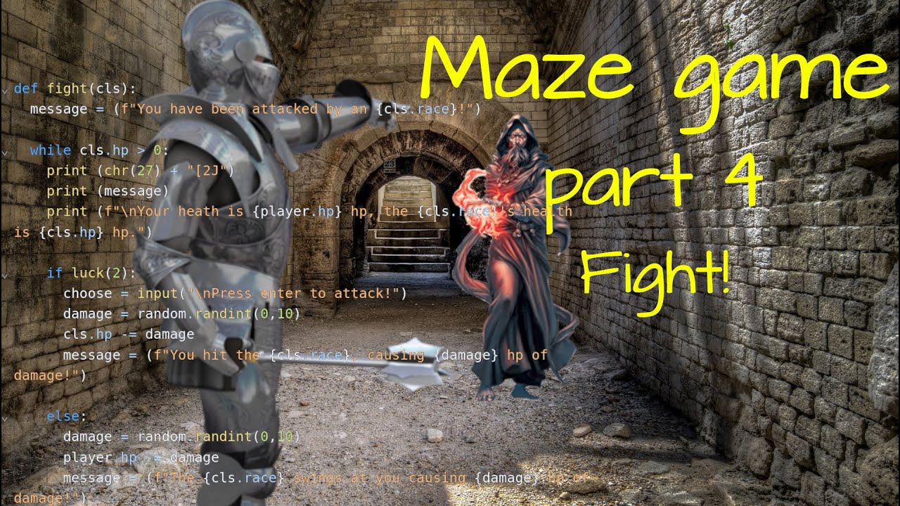 Code a maze game in python - Part 4 fight mobs! - YouTube