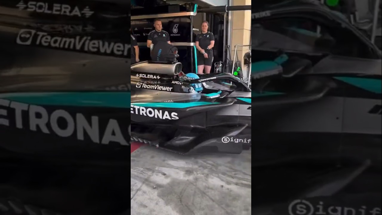2025 Mercedes F1 car W16 hits the track for the first time 