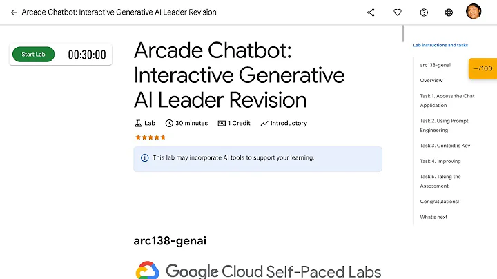 Arcade Chatbot Interactive Generative AI Leader Revision arc138-genai