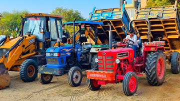 JCB 3Dx Eco Loading Mud in Trolley Mahindra 575 Di Eicher 380 Swaraj 855 New Holland 3630 Kubota