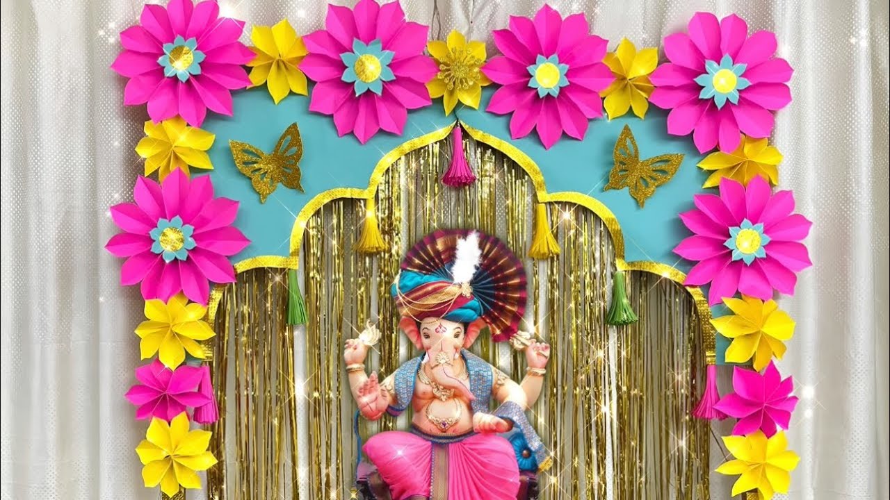 Paper Decoration Ideas for Ganesh Chaturthi | Ganpati Decoration ...