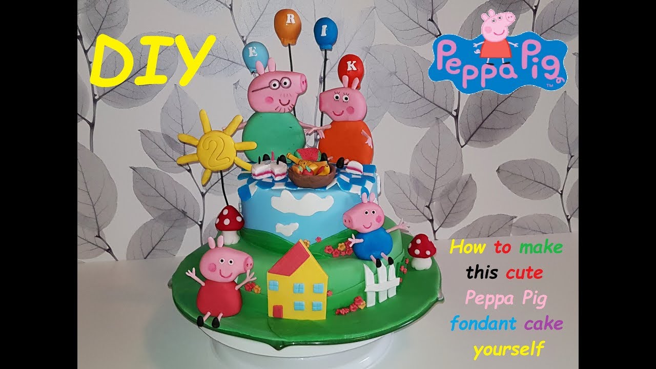 Peppa Pig Birthday Cake! DIY StepByStep picnic fondant cake