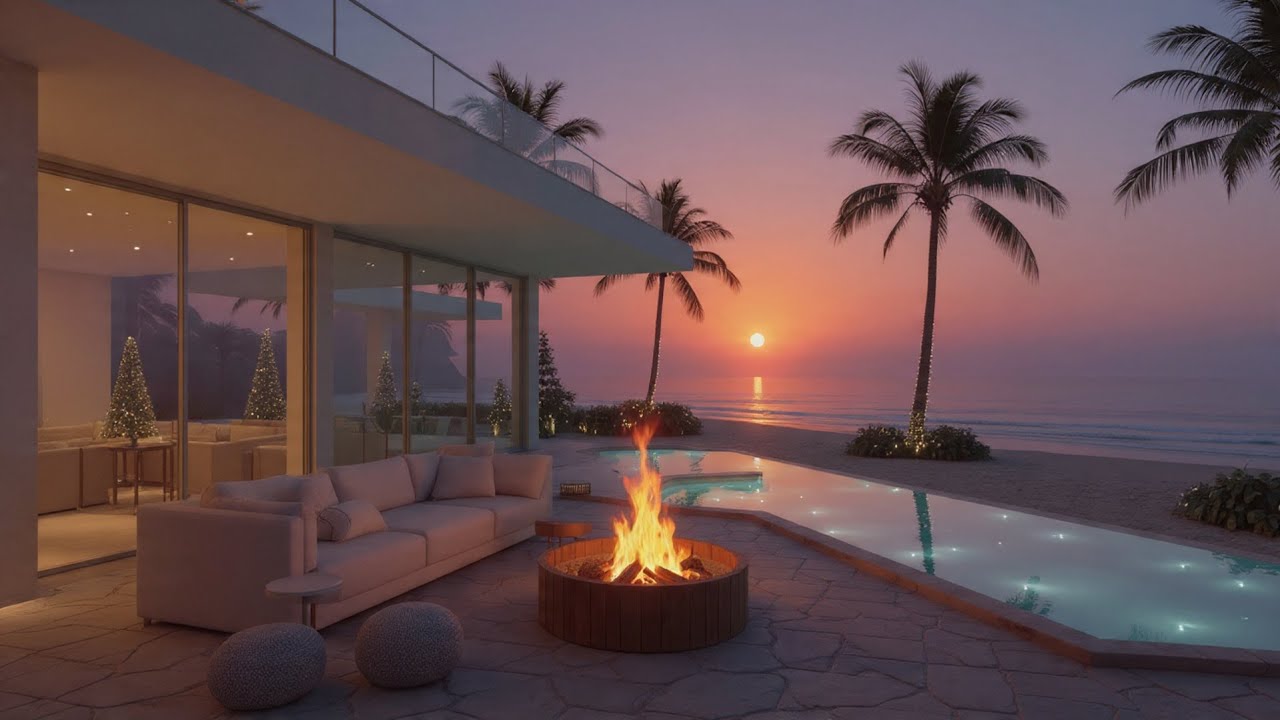 Cozy Firepit Lounge ~ Warm Deep House Vibes 2026 | Relaxing Sunset Beach Music for Unwind